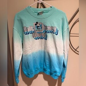 Disney Aqua Ombré Walt Disney World Mickey Graphic Pullover Size S 100% Cotton